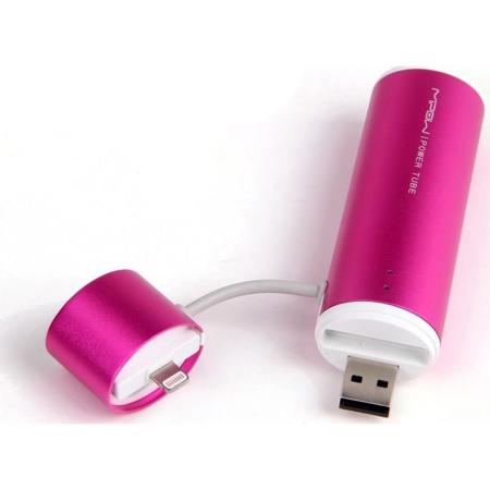 MiPow Power Tube 2600 Lightning Version External Battery Charger, Pink