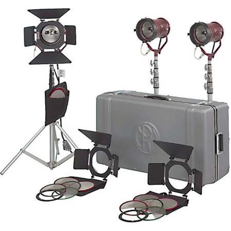 Mole-Richardson Teenie-Mole Open Face 3 Light Kit, No Bulbs, 1950 Total Watts