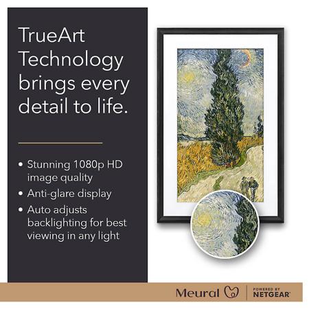 Meural 27" Full HD Digital Canvas II Wi-Fi Frame, 19x29", Dark Wood