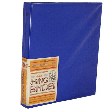 Michael Roger Blue Woven Cloth 3-Ring Binder (1"cap.)