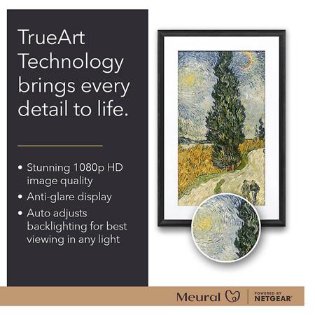 Meural 27" Full HD Digital Canvas II Wi-Fi Frame, 19x29", Light Wood