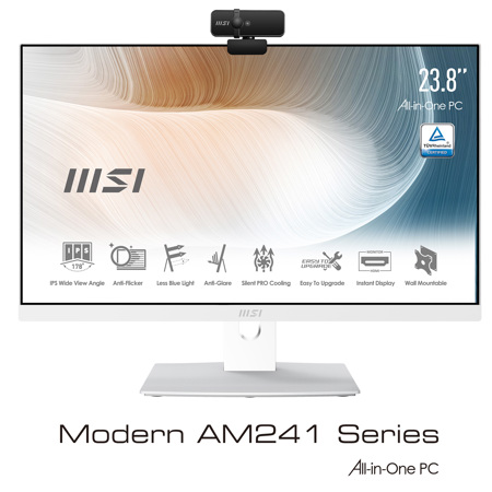MSI Modern AM241P 23.8" FHD All-In-One PC, i5-1135G7, 8GB, 256GB, W10H, White