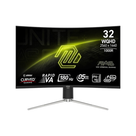 MSI MAG 325CQRF QD E2 31.5" 16:9 WQHD 180Hz Curved VA LED HDR Gaming Monitor, Metallic Black