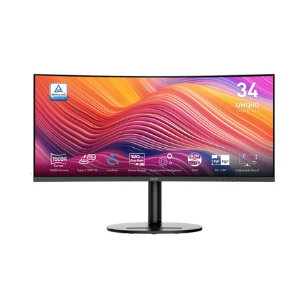 MSI Modern MD342CQP 34" 21:9 UWQHD 120Hz Curved VA LED HDR Monitor, Matte Black