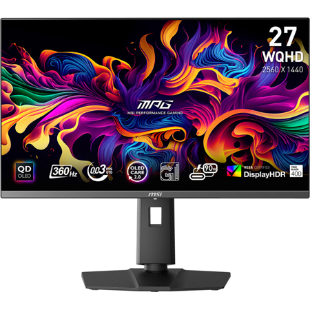 MSI MPG 271QRX QD-OLED 26.5" 16:9 WQHD 360Hz OLED HDR Gaming Monitor, Metallic Black