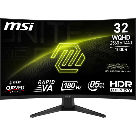 MSI MAG 325CQF 31.5" 16:9 WQHD 180Hz Curved Rapid VA LCD HDR Gaming Monitor, Black