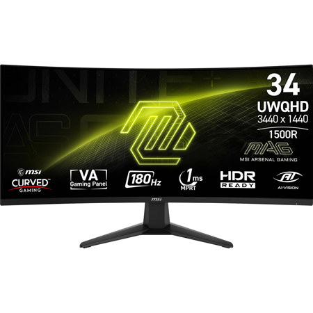 MSI MAG 346CQ 34" 21:9 UWQHD 180Hz Curved VA LCD HDR Gaming Monitor