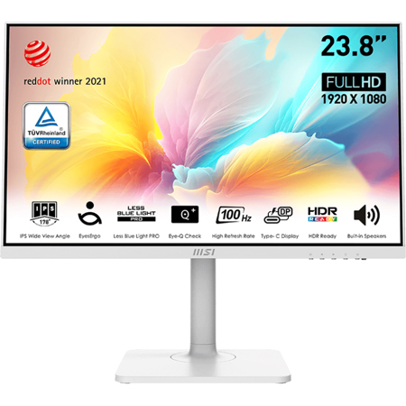 MSI Modern MD2412P 23.8" 16:9 Full HD 100Hz IPS LCD HDR Monitor, Matte White