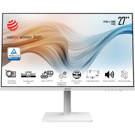 MSI Modern MD272PW 27" 16:9 FHD IPS LCD Monitor, Built-In Speakers, Matte White