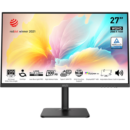 MSI Modern MD272QXP 27" 16:9 WQHD 100Hz IPS LCD HDR Monitor, Matte Black