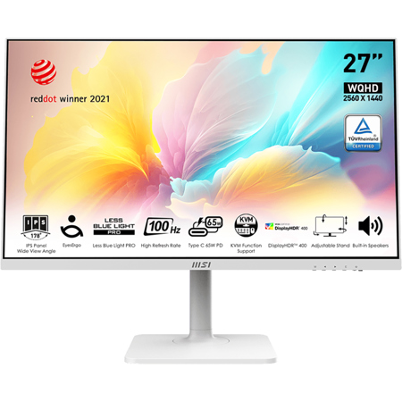 Modern MD272QXP 27" 16:9 WQHD 100Hz IPS LCD HDR Monitor, Matte White