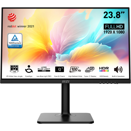 MSI Modern MD2412P 23.8" Full HD 100Hz IPS LCD HDR Monitor, Matte Black