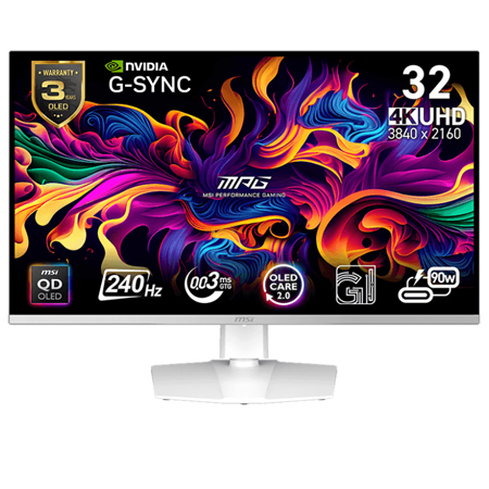 MSI MPG 321URXW QD-OLED 31.5" 16:9 4K UHD 240Hz OLED HDR Gaming Monitor, White