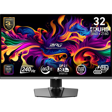 MSI MPG 322URX QD-OLED 31.5" 16:9 4K Ultra HD 240Hz HDR Gaming Monitor, Metallic Black
