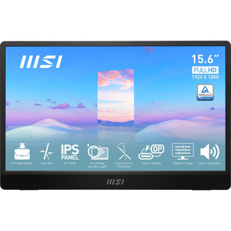 MSI PRO MP161 15.6" 16:9 Full HD Portable IPS LCD Monitor, Metal Gray