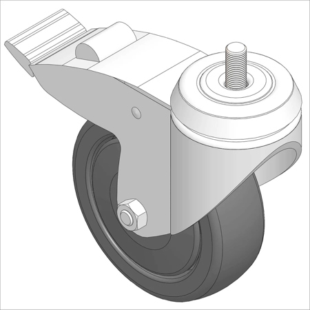 Matthews PN 6017 4" Caster Wheel with Kick Brake