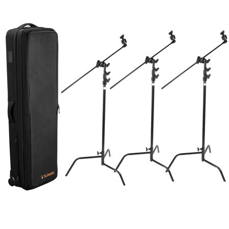 Matthews 40" C+ Stand with Sliding Leg, Black, 3-Pack,Bundle w/Slinger L6 BigBag