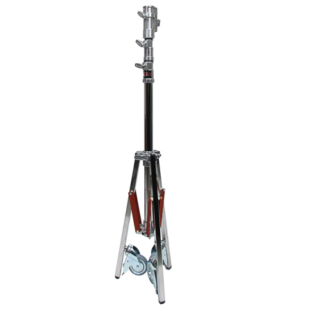 Low Boy Senior Double Riser Stand with Wheels, Supports 90 lbs, Maximum Height 97", (8.0'), Chrome.