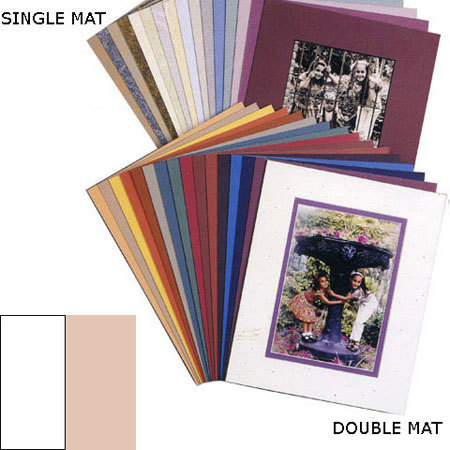 Milburn Designs Milburn Double White Core 8x10" Mat for 5x7" Photos, Arctic White with Pink Border and a Beveled White Accent around Window.