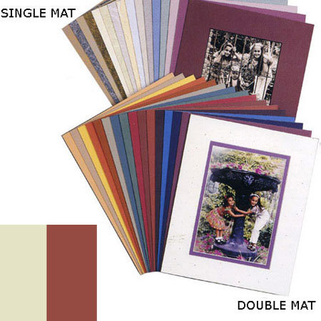 Milburn Designs Milburn Double White Core 8x10" Mat for 5x7" Photos, Pompano White with Williamsburg Red Border and a Beveled White Accent around Window.