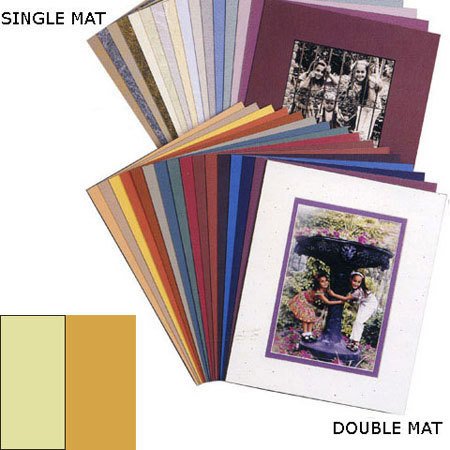 Milburn Designs Milburn Double White Core 8x10" Mat for 5x7" Photos, Cream with Topaz Border and a Beveled White Accent around Window.