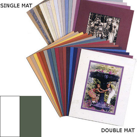 Milburn Designs Milburn Double White Core 11x14" Mat for 8x10" Photos, Arctic White with Real Teal Border and a Beveled White Accent around Window.