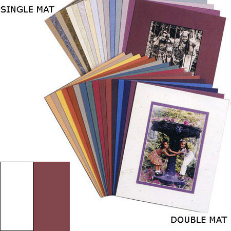 Milburn Designs Milburn Double White Core 11x14" Mat for 8x10" Photos, Arctic White with Wine Border and a Beveled White Accent around Window.