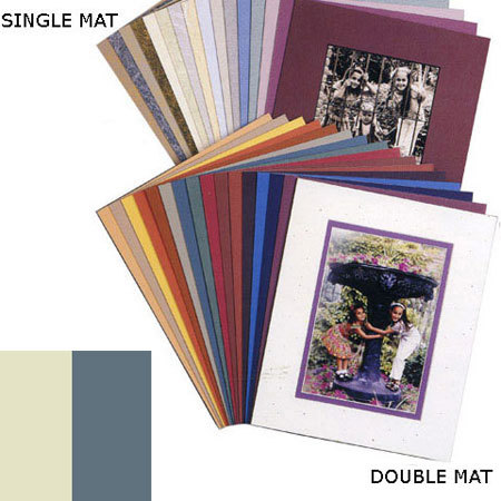 Milburn Designs Milburn Double White Core 11x14" Mat for 8x10" Photos, Pompano White with Williamsburg Blue Border and a Beveled White Accent around Window.