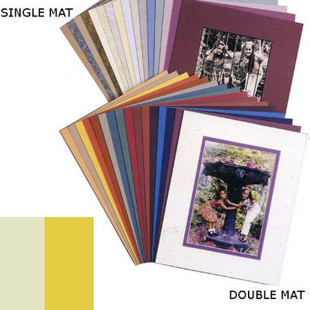 Milburn Designs Milburn Double White Core 11x14" Mat for 8x10" Photos, Pompano White with Chamois Gold Border and a Beveled White Accent around Window.