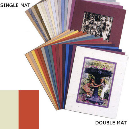 Milburn Designs Milburn Double White Core 11x14" Mat for 8x10" Photos, Pompano White with Sunset Clay Border and a Beveled White Accent around Window.