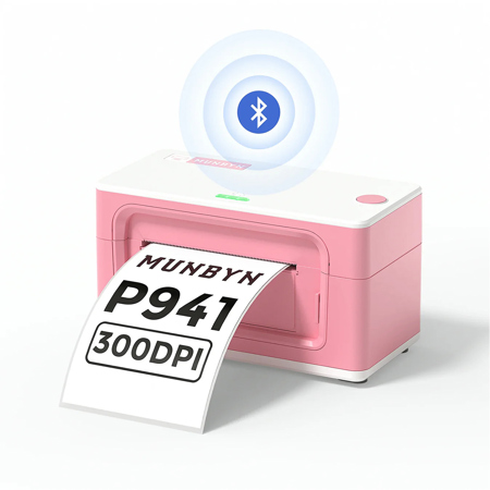 MUNBYN RealWriter 941 Bluetooth Thermal Label Printer Pink