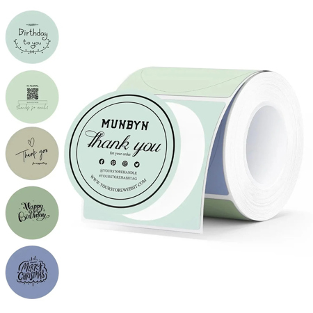 MUNBYN 1.96x1.96" Morandi Series Round Thermal Labels, 150 Labels Per Roll