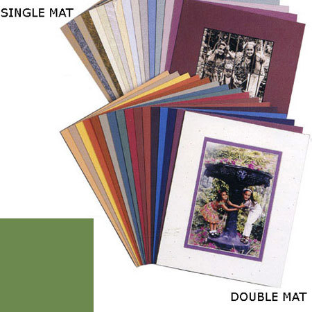 Milburn Designs Milburn Single White Core 16x20" Mat for 11x14" Print - Ivy Green with a Beveled White Accent around Window.