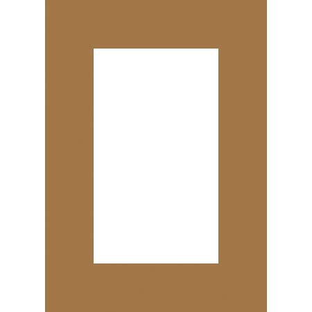 Milburn Designs Milburn Single White Core 16x20" Mat for 11x14" Print - Oak Brown with a Beveled White Accent around Window.