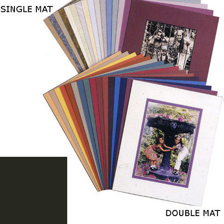 Milburn Designs Milburn Single White Core 16x20" Mat for 11x14" Print - Smooth Black with a Beveled White Accent around Window.
