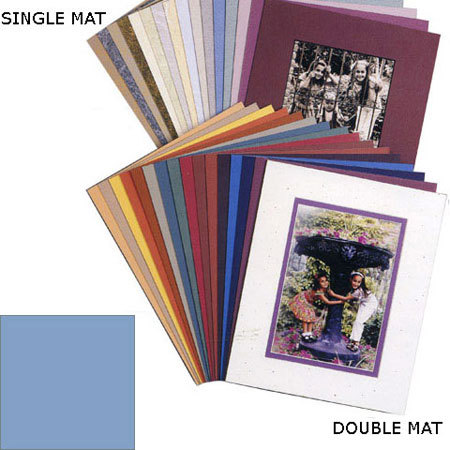 Milburn Designs Milburn Single White Core 5x7" Mat for 4x6" Print - Biscay Blue with a Beveled White Accent around Window.