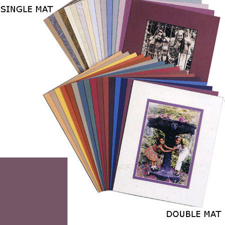Milburn Designs Milburn Single White Core 5x7" Mat for 4x6" Print - Purple with a Beveled White Accent around Window.