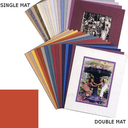 Milburn Designs Milburn Single White Core 5x7" Mat for 4x6" Print - Sunset Clay Orange with a Beveled White Accent around Window.