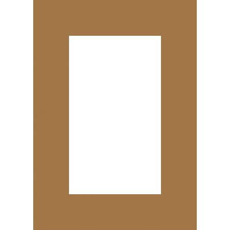 Milburn Designs Milburn Single White Core 5x7" Mat for 4x6" Print - Oak Brown with a Beveled White Accent around Window.