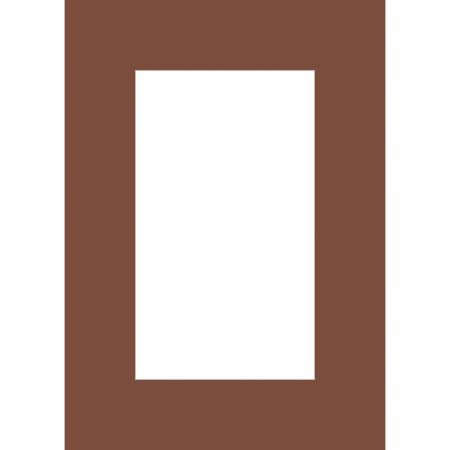 Milburn Designs Milburn Single White Core 5x7" Mat for 4x6" Print - Classic Brown with a Beveled White Accent around Window.