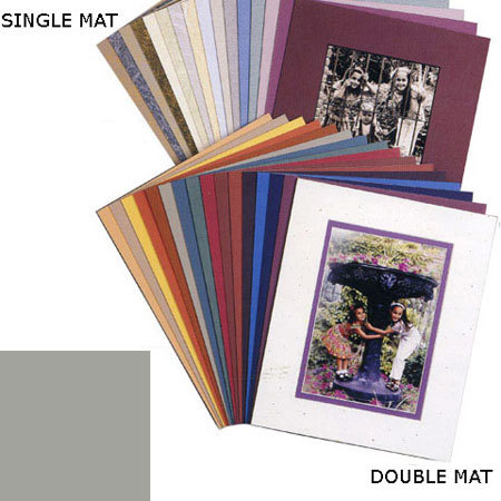 Milburn Designs Milburn Single White Core 5x7" Mat for 4x6" Print - Autumn Gray with a Beveled White Accent around Window.