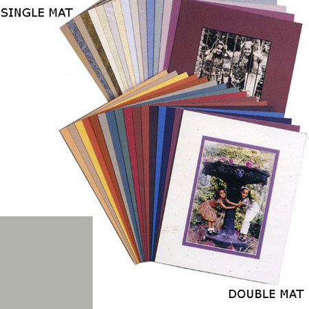 Milburn Designs Milburn Single White Core 5x7" Mat for 4x6" Print - Silver Foil with a Beveled White Accent around Window.