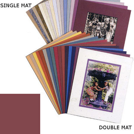Milburn Designs Milburn Single White Core 8x10" Mat for 5x7" Print - Wine with a Beveled White Accent around Window.