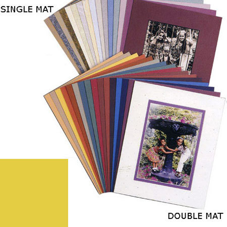 Milburn Designs Milburn Single White Core 8x10" Mat for 5x7" Print - Chamois Gold with a Beveled White Accent around Window.