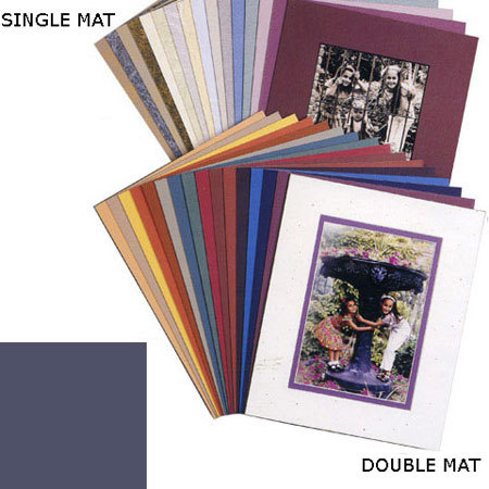 Milburn Designs Milburn Single White Core 11x14" Mat for 8x10" Print - Lapis Blue with a Beveled White Accent around Window.