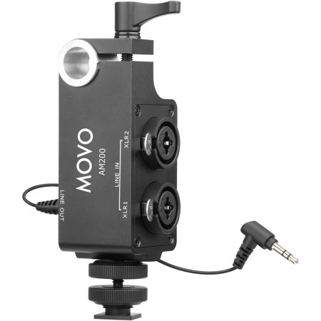 Movo Photo AM200 2-Channel XLR Microphone Audio Mixer with Shoe & 15mm Rod Mount