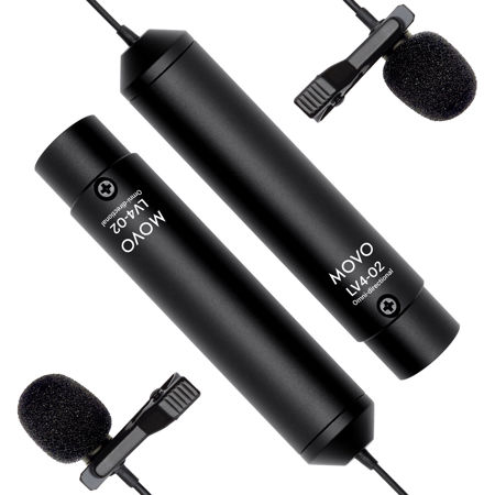 Movo Photo LV4-O2 Clip-On Omnidirectional Lavalier Mic with XLR Connector, Pair