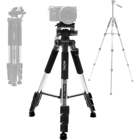 Movo Photo MV-T5 Full-Size 3-Section Aluminum Tripod with Video Pan Head