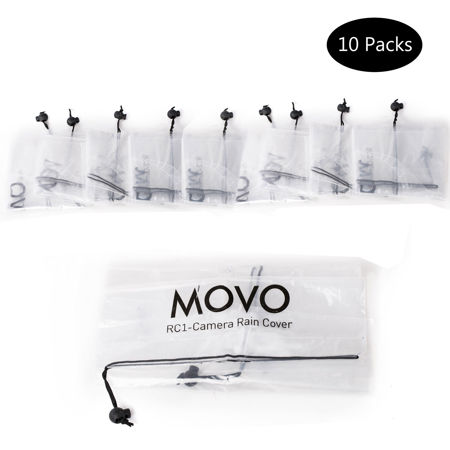 Movo Photo RC1 Clear Rain Cover for DSLR Camera & Maximum 18" Long Lens, 10-Pack