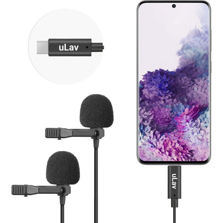 Movo Photo uLav-DUO Dual Digital Clip-On Omni Lavalier Mic, USB Type-C Connector